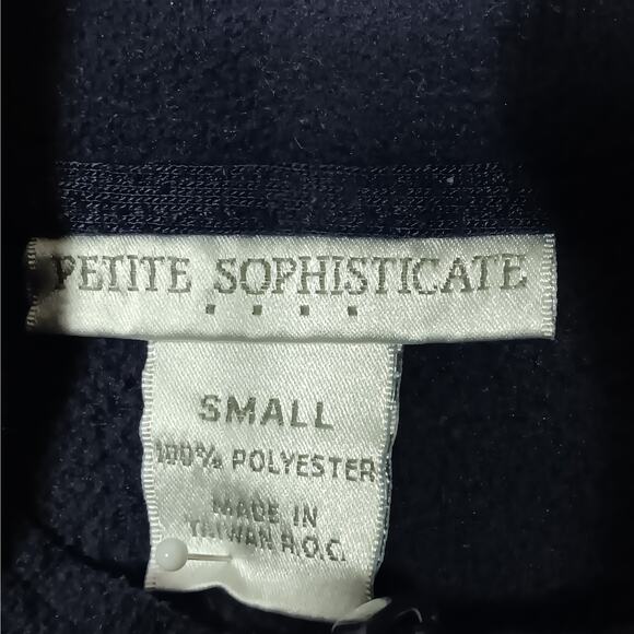 Petite Sophisticate Fleece Sweatshirt Size Small Blue High Neck Henley Zipper - Picture 7 of 8